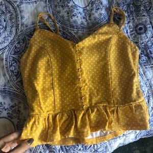 White polka dot/ yellow cute top from Forever 21
